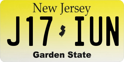NJ license plate J17IUN