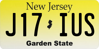 NJ license plate J17IUS