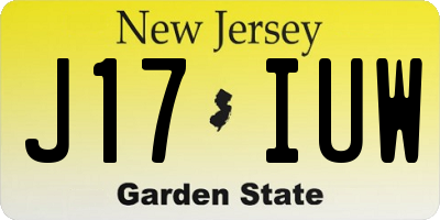 NJ license plate J17IUW