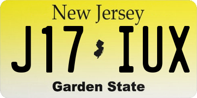 NJ license plate J17IUX