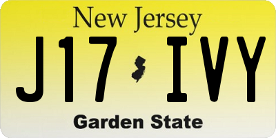 NJ license plate J17IVY