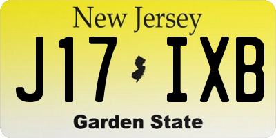 NJ license plate J17IXB