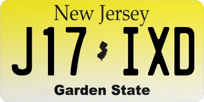 NJ license plate J17IXD