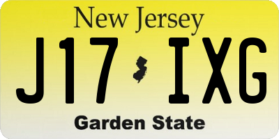 NJ license plate J17IXG
