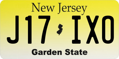 NJ license plate J17IXO