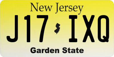 NJ license plate J17IXQ