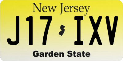 NJ license plate J17IXV