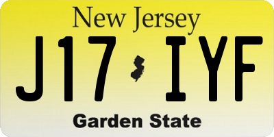 NJ license plate J17IYF