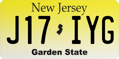 NJ license plate J17IYG
