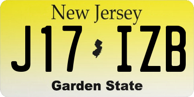 NJ license plate J17IZB