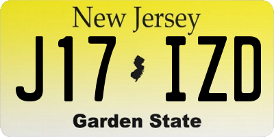 NJ license plate J17IZD