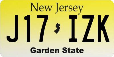NJ license plate J17IZK