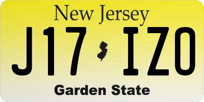 NJ license plate J17IZO