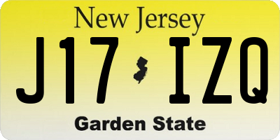 NJ license plate J17IZQ