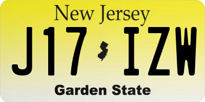 NJ license plate J17IZW