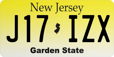 NJ license plate J17IZX