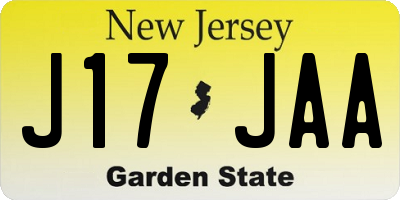 NJ license plate J17JAA
