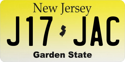 NJ license plate J17JAC