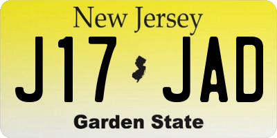NJ license plate J17JAD