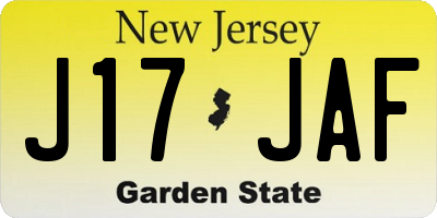 NJ license plate J17JAF