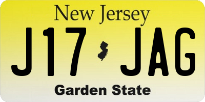 NJ license plate J17JAG
