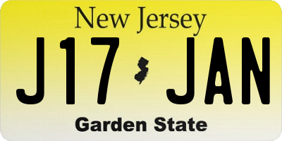NJ license plate J17JAN