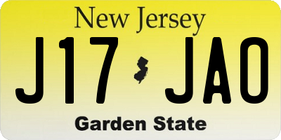 NJ license plate J17JAO
