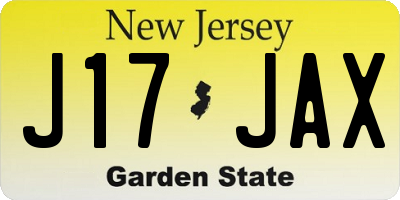 NJ license plate J17JAX