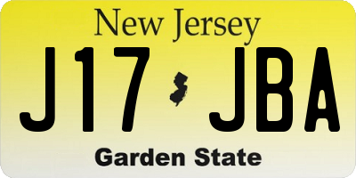 NJ license plate J17JBA
