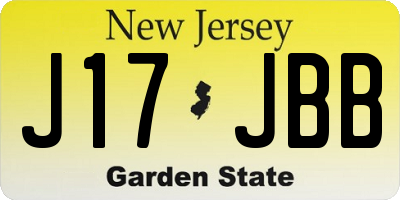 NJ license plate J17JBB