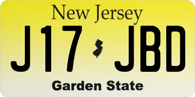 NJ license plate J17JBD