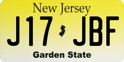 NJ license plate J17JBF