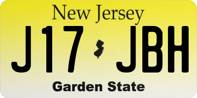 NJ license plate J17JBH