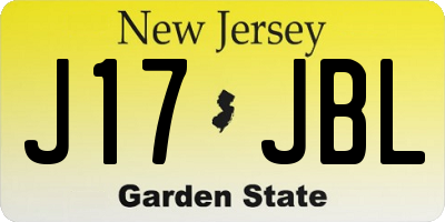 NJ license plate J17JBL