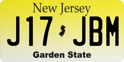 NJ license plate J17JBM
