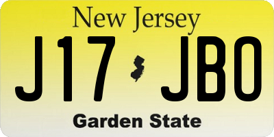 NJ license plate J17JBO