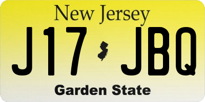 NJ license plate J17JBQ