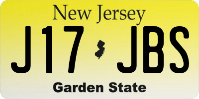 NJ license plate J17JBS