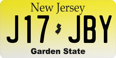 NJ license plate J17JBY
