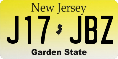 NJ license plate J17JBZ