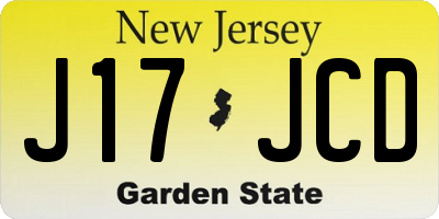 NJ license plate J17JCD