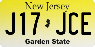 NJ license plate J17JCE
