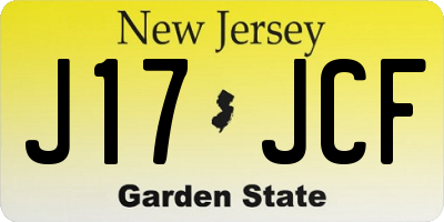 NJ license plate J17JCF