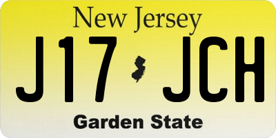 NJ license plate J17JCH