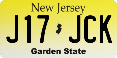 NJ license plate J17JCK