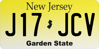 NJ license plate J17JCV