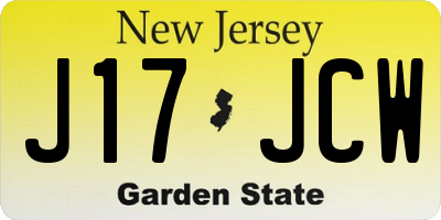 NJ license plate J17JCW