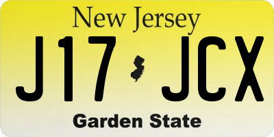NJ license plate J17JCX