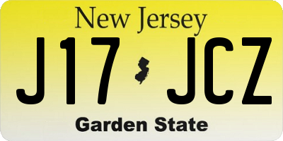 NJ license plate J17JCZ