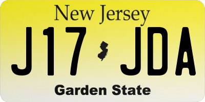 NJ license plate J17JDA